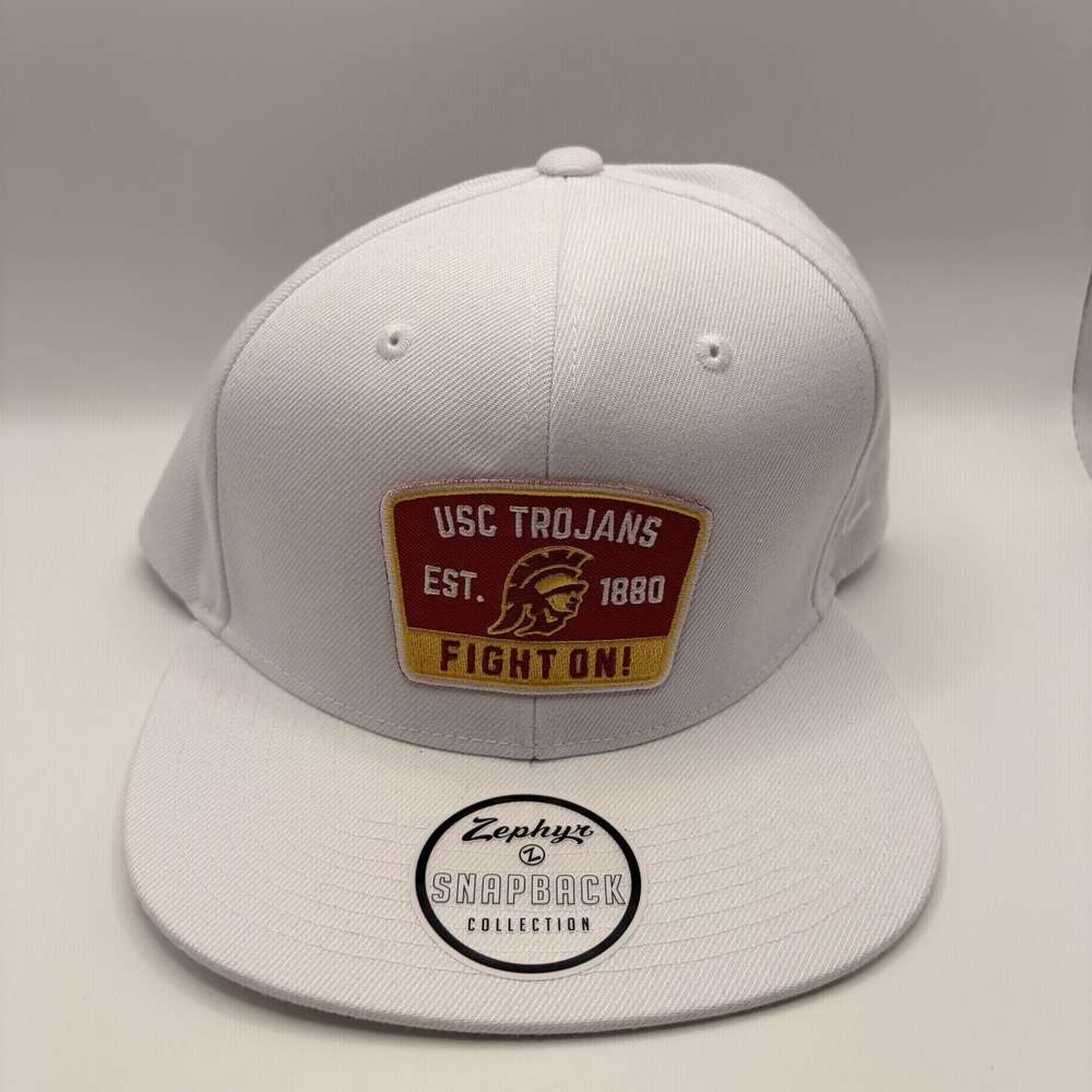USC Trojans Zephyr White Fight On Patch Snapback Hat Cap New With Tags